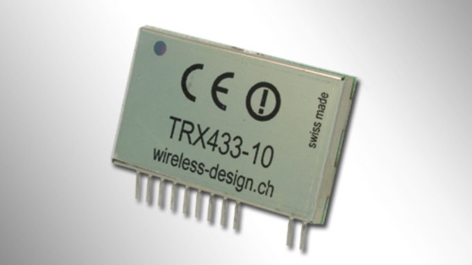Transceiver-Modul TRX433-10 mit Abschirmblech